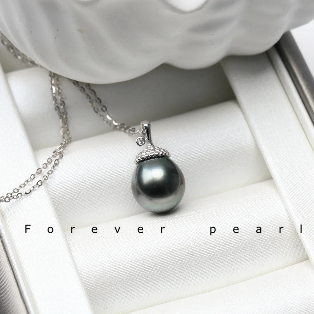 Luxury and Noble 9-11mm Natural Sea Water Black Tahitian Pearl Pinecone Pendant Necklace S925 Sterling Silver Charm Jewelry