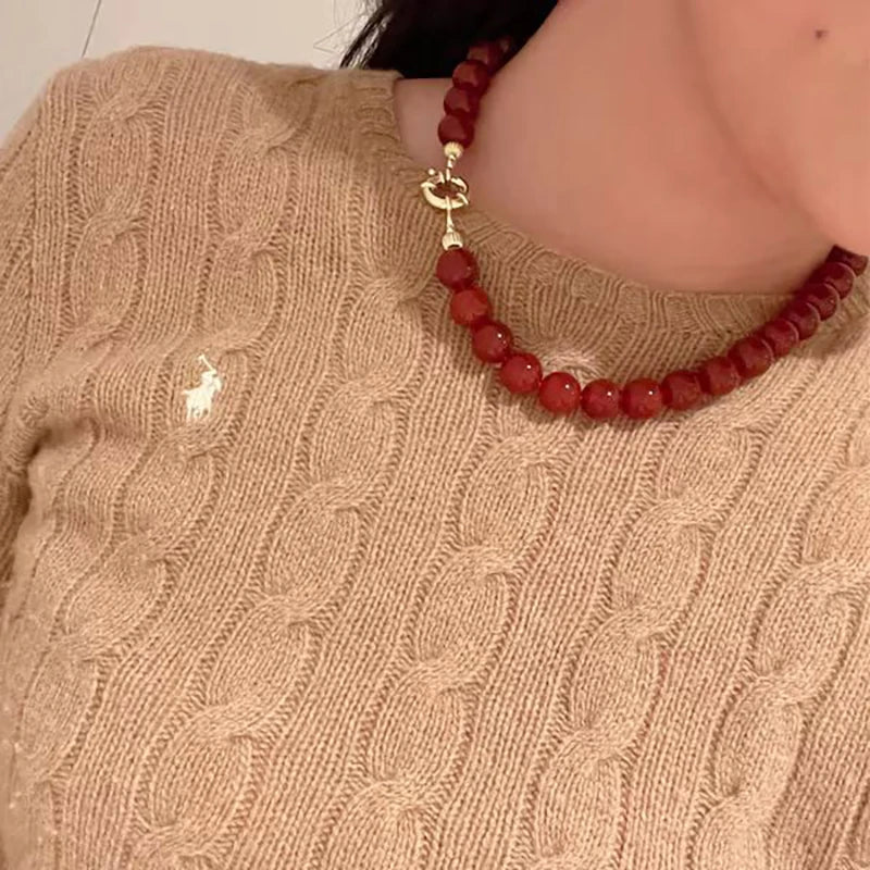 Natural Large Baroque Pearl Carnelian Agate Gemstone Choker