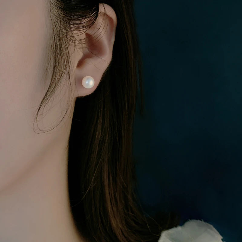 18K Gold  Natural Freshwater Necklace Pendant Earrings AU750 Round