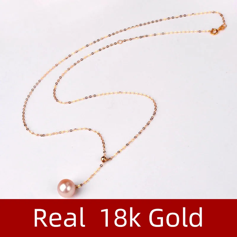 18K Gold Jewelry Natural Freshwater Pearl Pendant Necklace