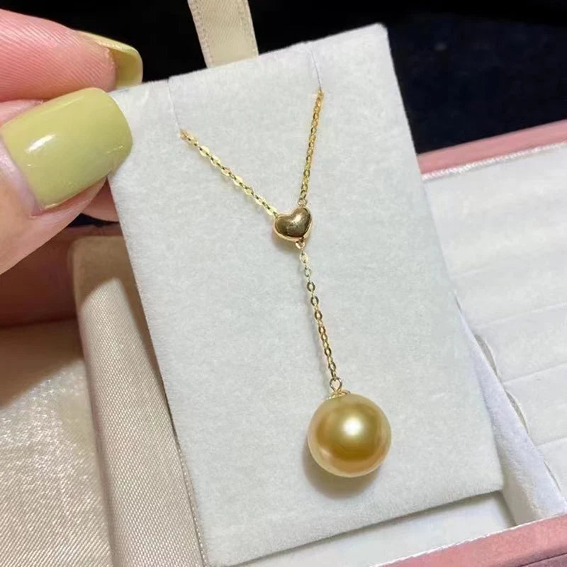 Pure 18K Gold Real South sea Pearl Necklace Pendant