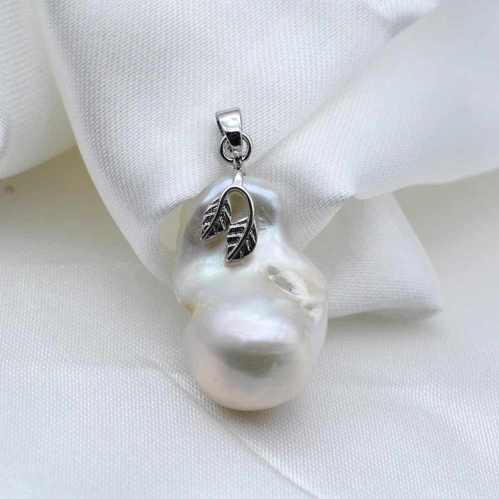 Large Baroque Pearl Pendant Irregular Shape Silver Vintage Necklace