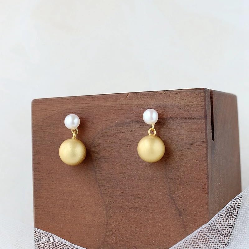 Minimalist 925 Sterling Silver Freshwater Pearl 18K Gold Plated Earring