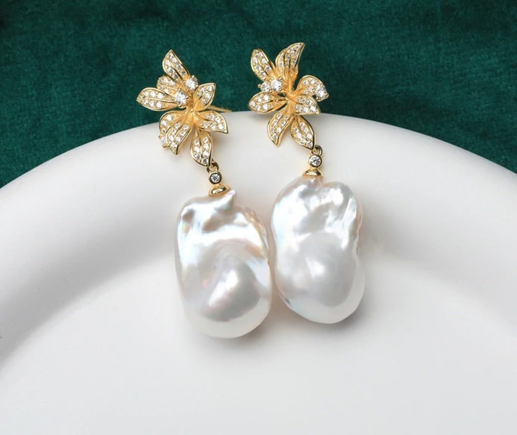 Irregular Baroque Pearl Sterling Silver Earrings
