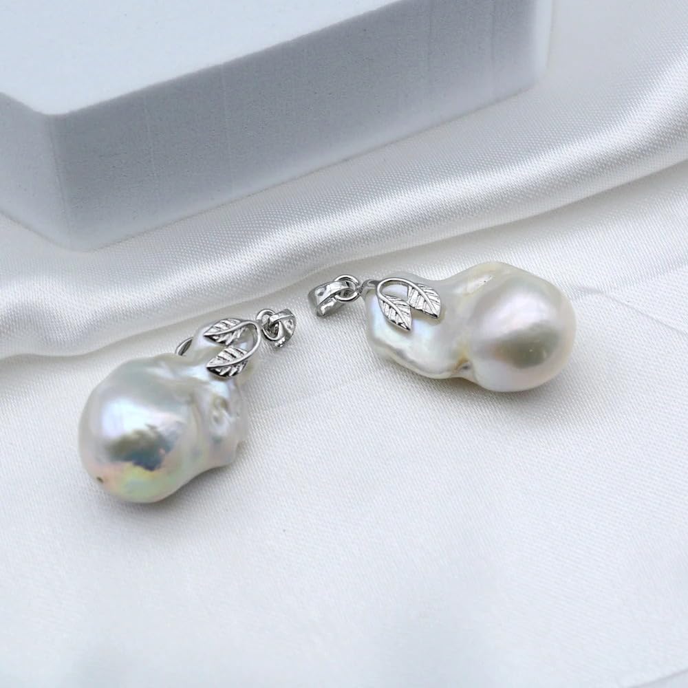 Large Baroque Pearl Pendant Irregular Shape Silver Vintage Necklace