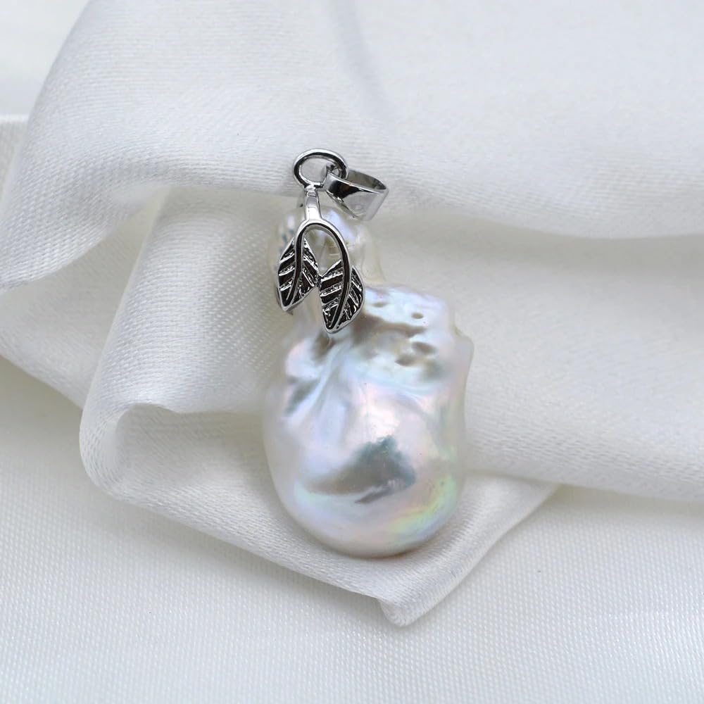 Large Baroque Pearl Pendant Irregular Shape Silver Vintage Necklace
