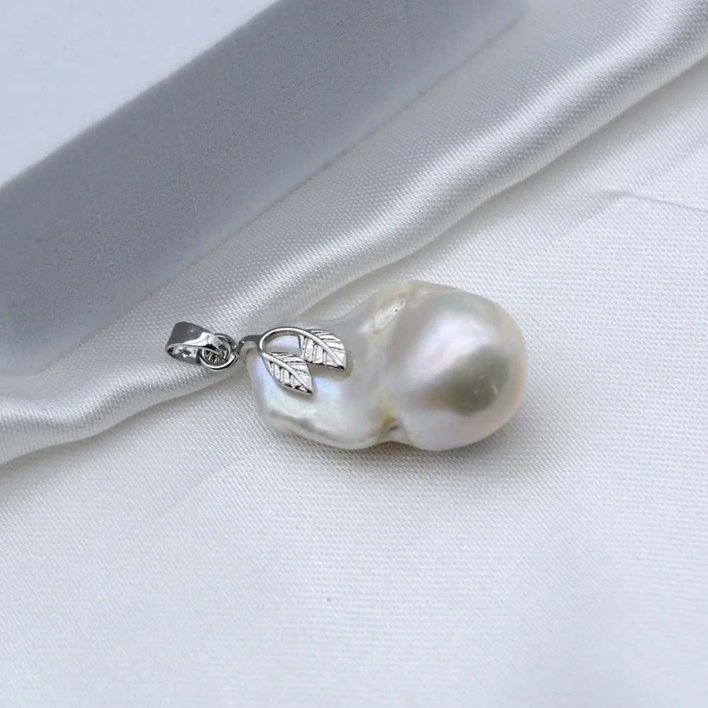 Large Baroque Pearl Pendant Irregular Shape Silver Vintage Necklace