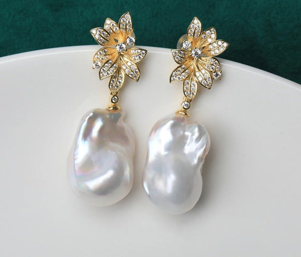 Irregular Baroque Pearl Sterling Silver Earrings