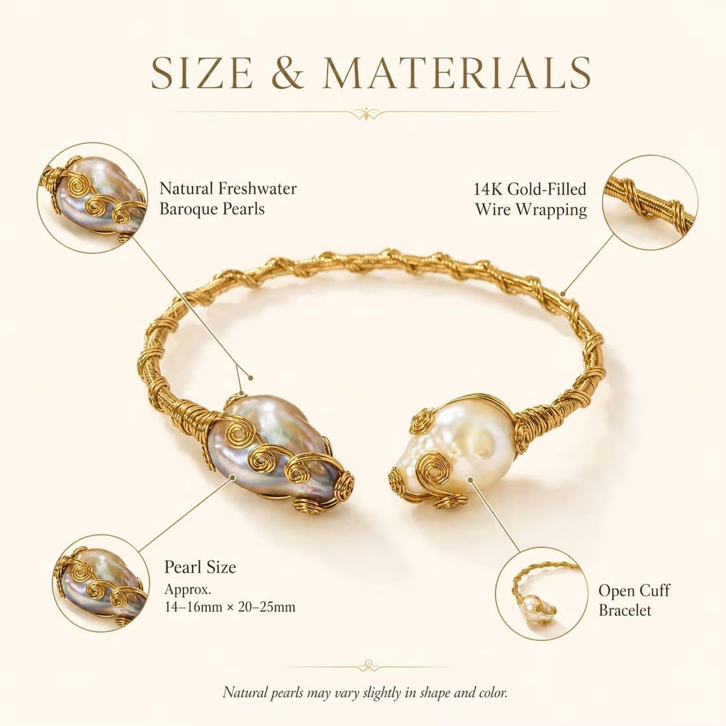 Natural Freshwater Baroque Pearl 14K Gold Filled Bracelet