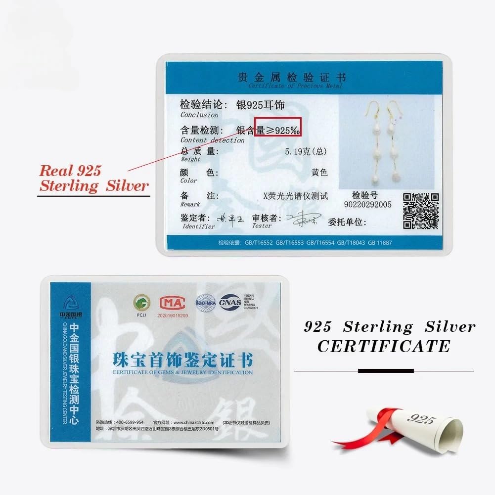 Sterling Silver Baroque Pearl Drop Earrings, Long Chain, 925 Silver