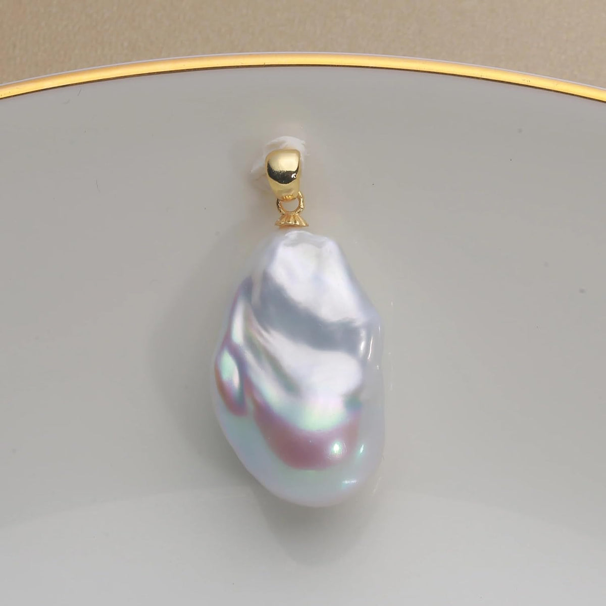 Handmade Natural Freshwater Baroque Pearl 925 Sterling Silver Pendant
