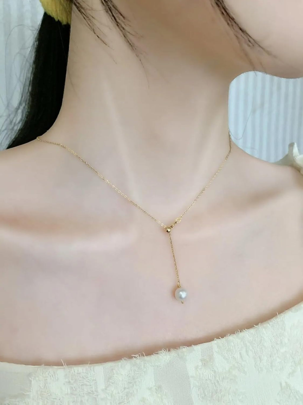 Natural freshwater pearl, gold-plated necklace pendant