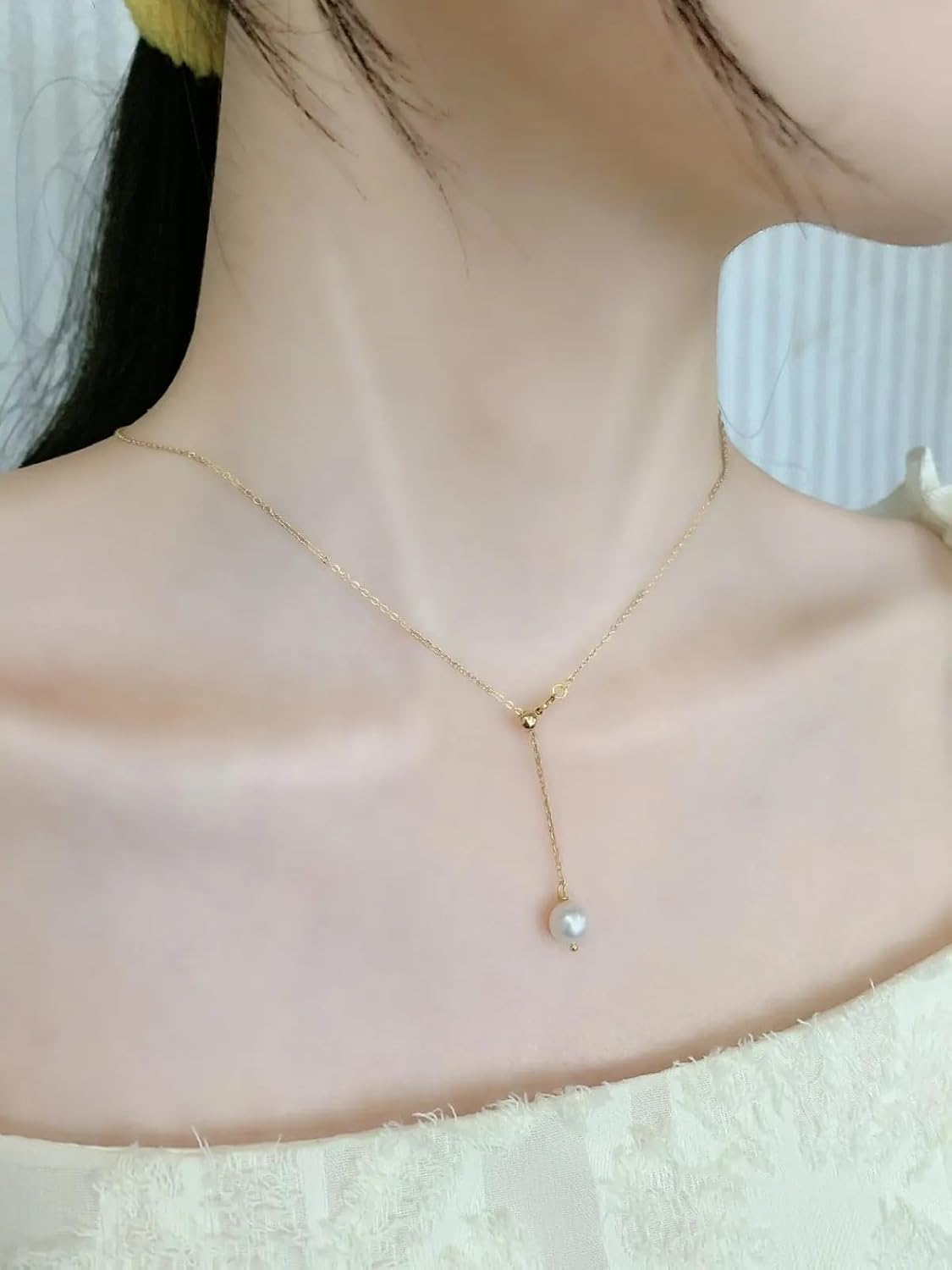 Natural freshwater pearl, gold-plated necklace pendant