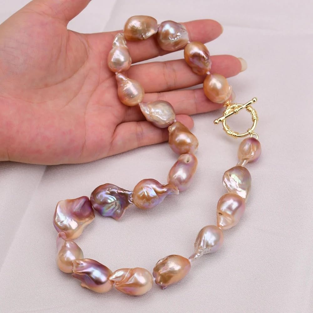 Handmade Freshwater Cultured Purple Baroque Keshi Pearl Necklace