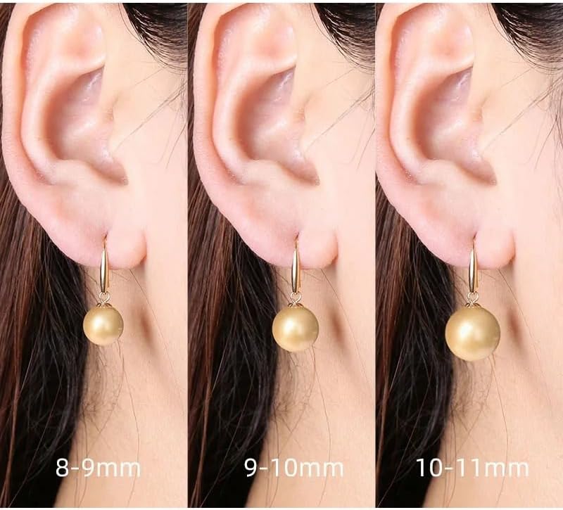 18K Gold with Natural Round South Sea Pearl Earrings