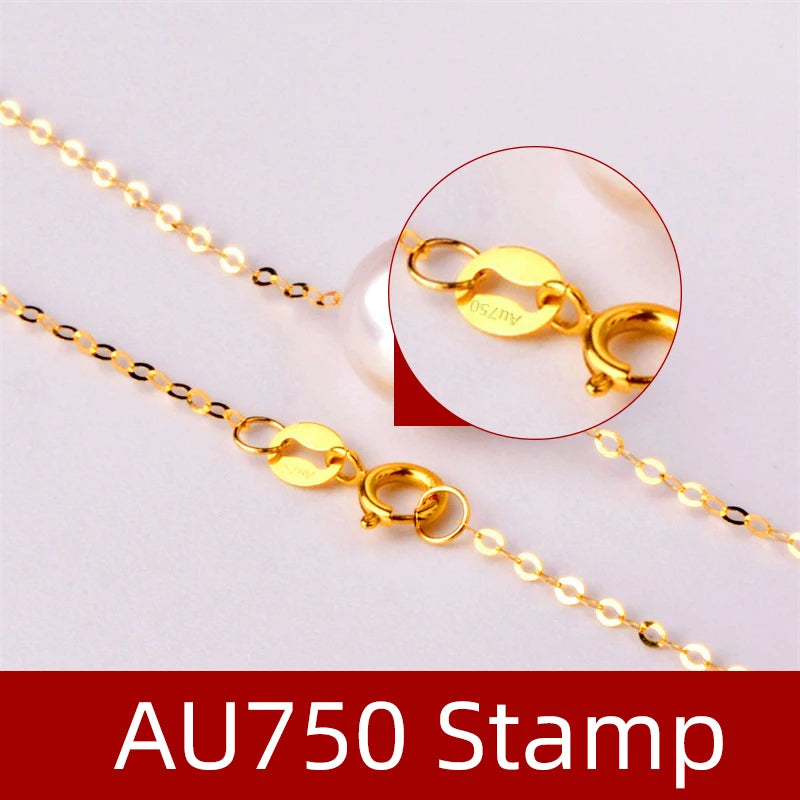 18K Gold  Natural Freshwater Necklace Pendant Earrings AU750 Round