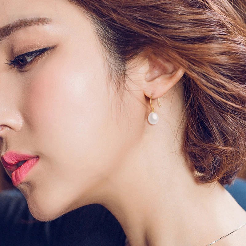 Real 18k Gold Jewelry Dets,Natural Pearl Pendant Earrings Sets AU750,White Freshwater Pearl Necklace and Earring Set Fine Gift