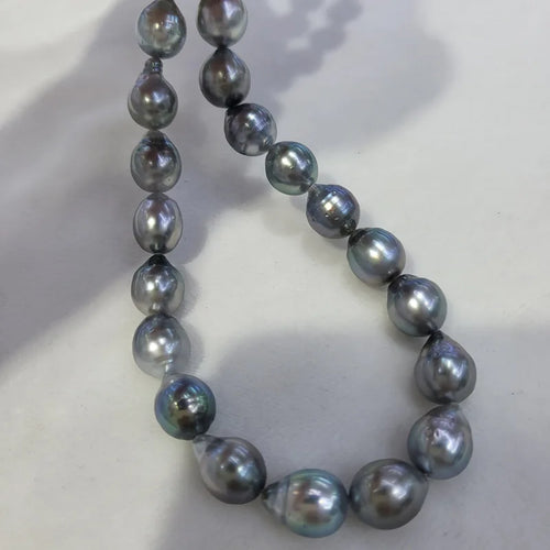 9-10mm Natural Tahitian Baroque Pearl  with Sterling Silver Necklace
