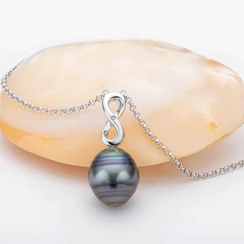 Baroque 11mm Tahitian Black Pearl l Silver Chain 925 Pendant Necklace