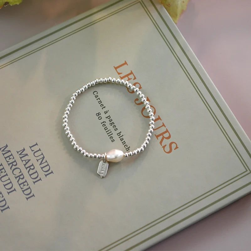 ASHIQI 100% Natural Baroque Pearl 925 Sterling Silver Bracelet Fashion Jewelry for Women