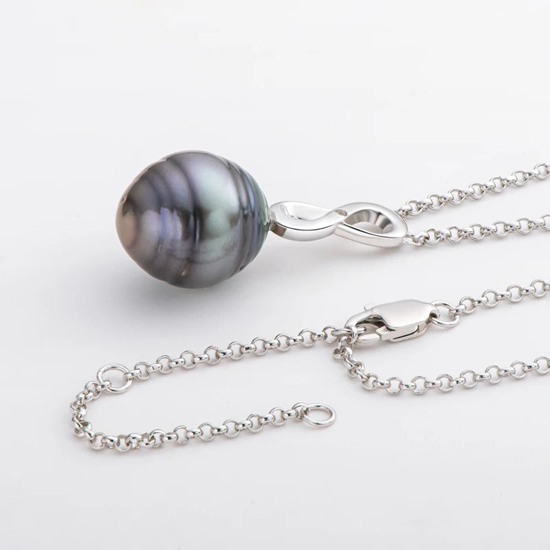 Baroque 11mm Tahitian Black Pearl l Silver Chain 925 Pendant Necklace