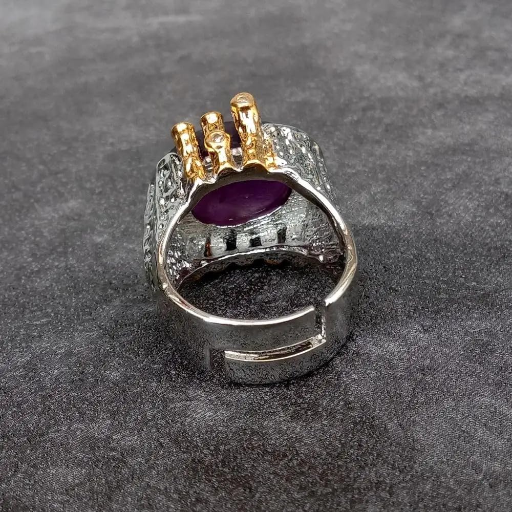 19x20mm Oval Purple Amethyst Rough Rhinestone Finger Rings | Oval Purple Amethyst Rough Rhinestone