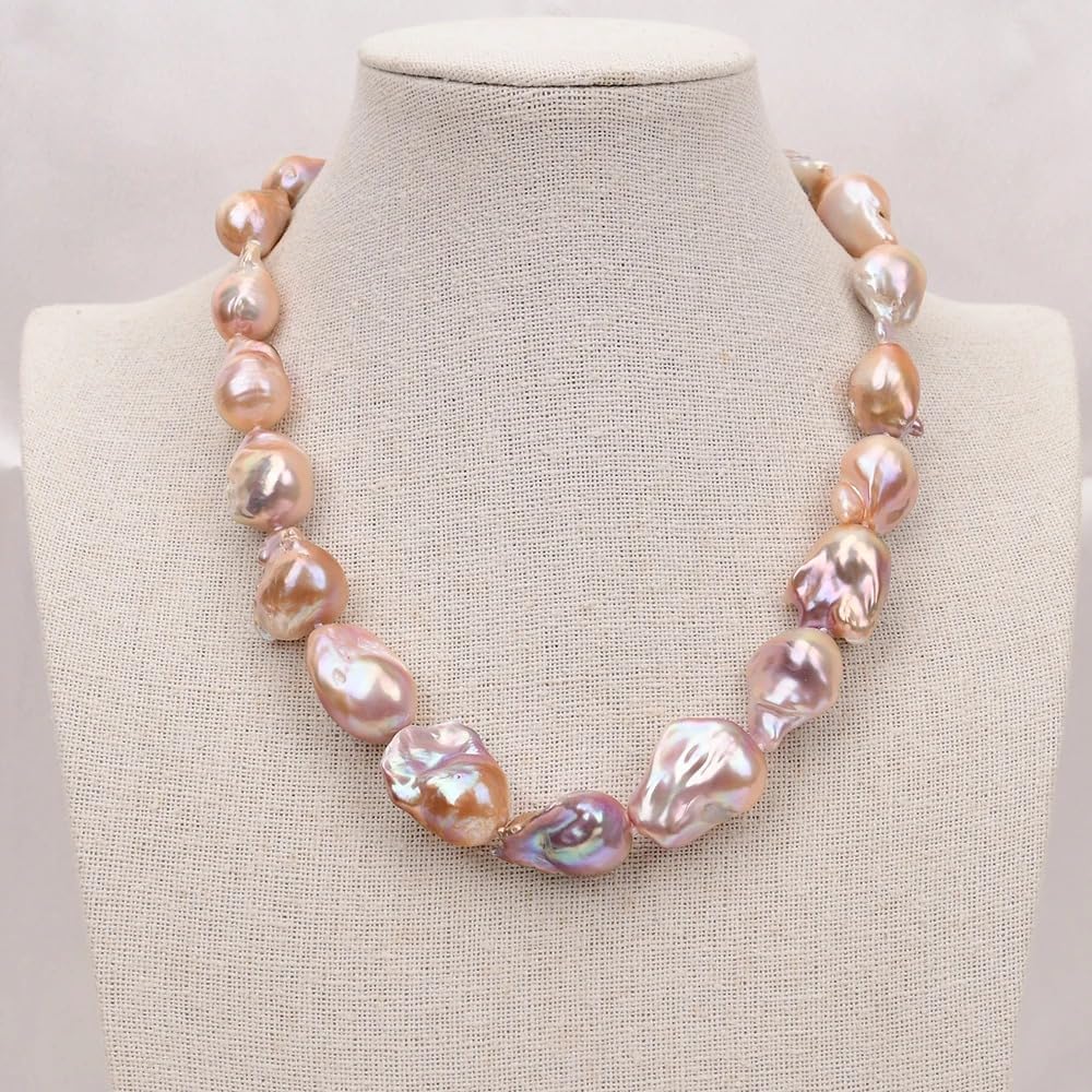 Handmade Freshwater Cultured Purple Baroque Keshi Pearl Necklace