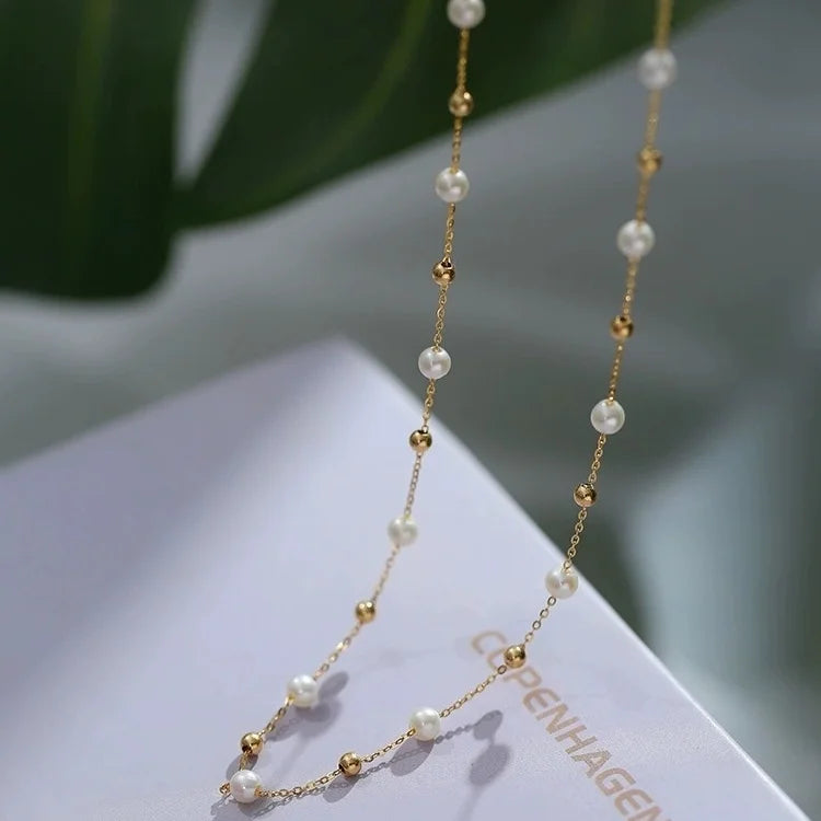 Natural  Freshwater Pearl  Real 18K Gold  Necklace Pendant