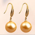 Natural 11-12mm Golden Pearl Earrings with Hook