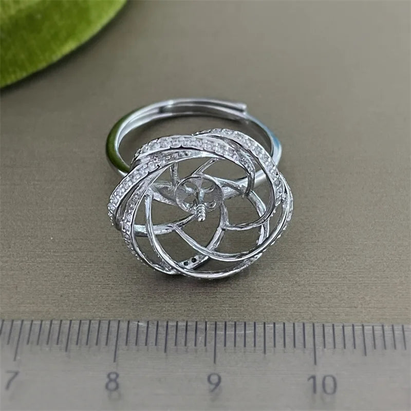 Natural Tahitian Black Round pearl AAAA+  12-13mm 925 Silver Designer Huge Ring