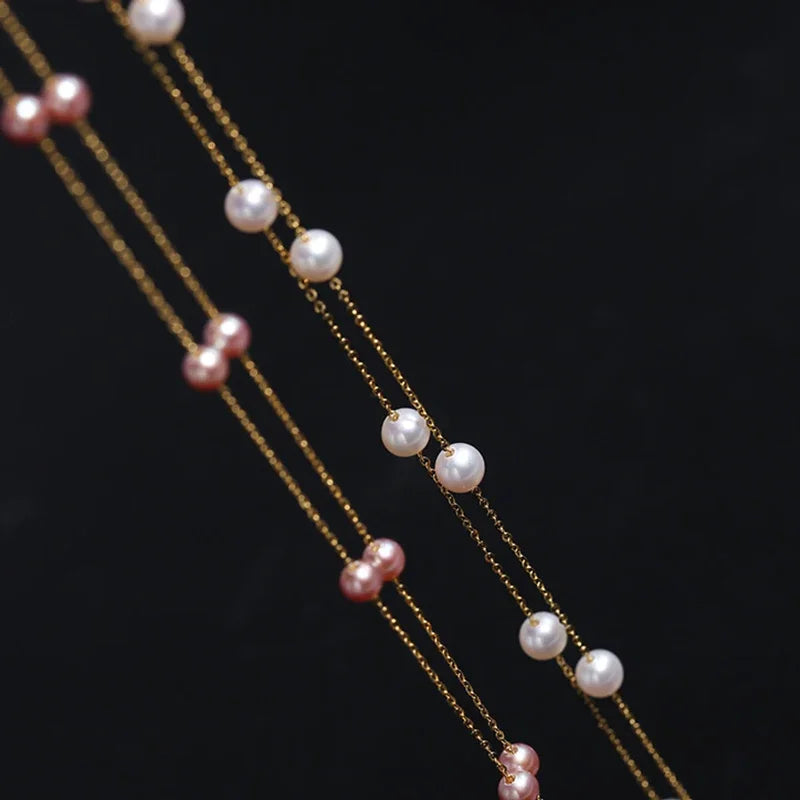 Natural Freshwater Pearl Necklace Pure 18K Gold Necklace Pendant