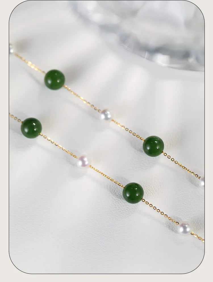 Pure 18K Gold Natural Freshwater Hotan Jade  Necklace Pendant