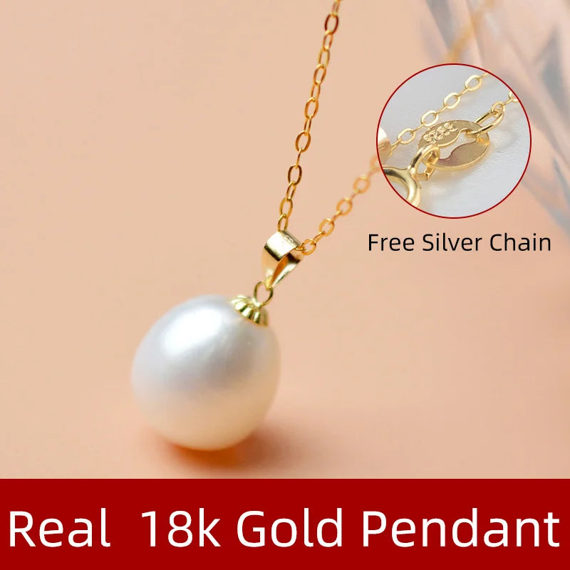18K Gold Natural Freshwater Necklace Pendant Earrings