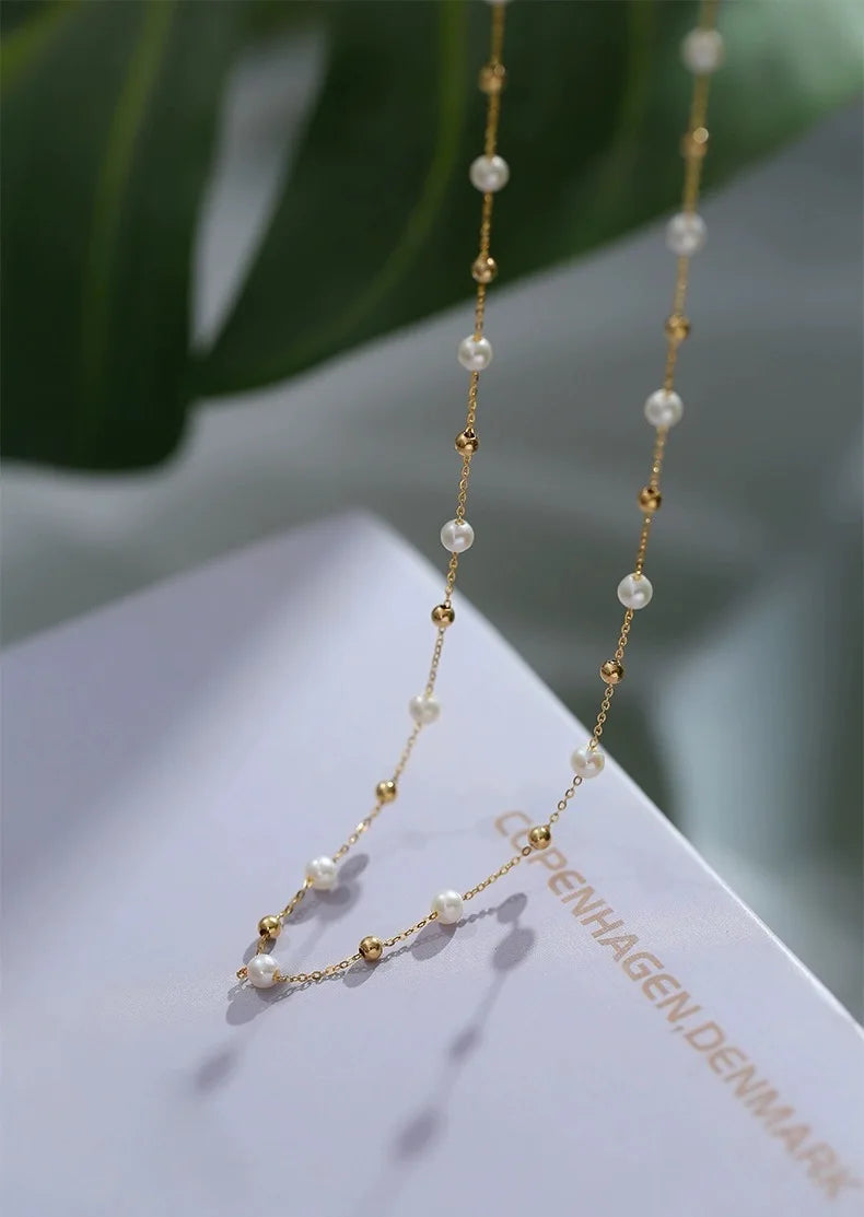 Natural  Freshwater Pearl  Real 18K Gold  Necklace Pendant