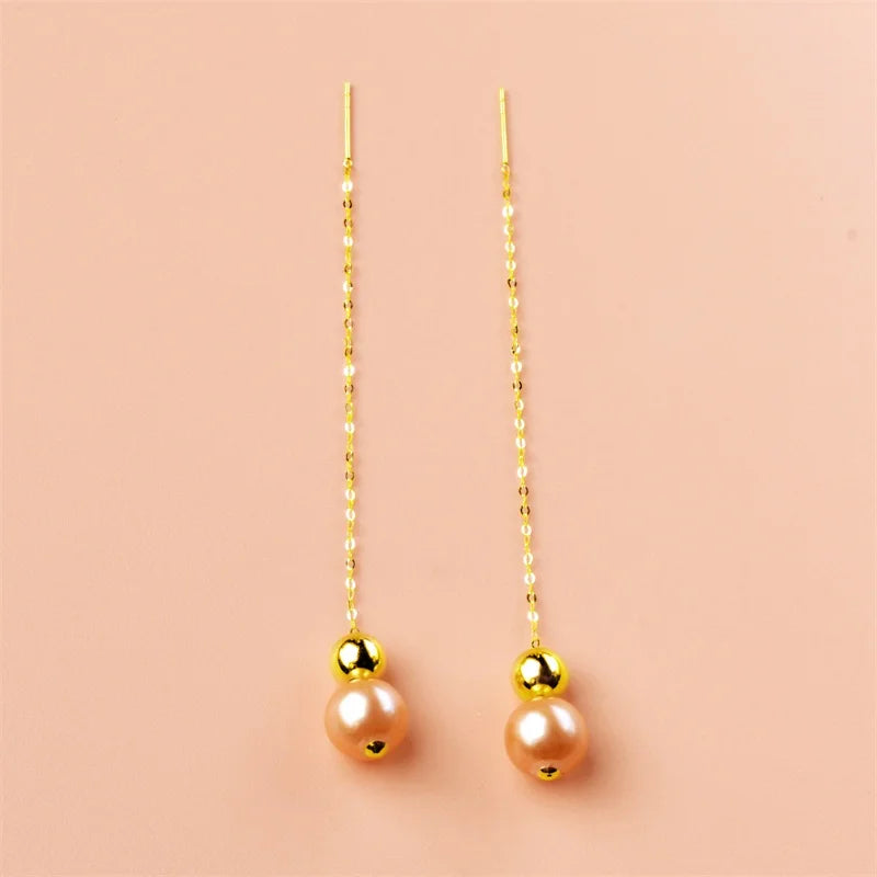 Round Southsea Golden Pearl 18K Gold Drop Earrings