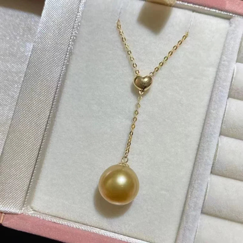 Pure 18K Gold Real South sea Pearl Necklace Pendant
