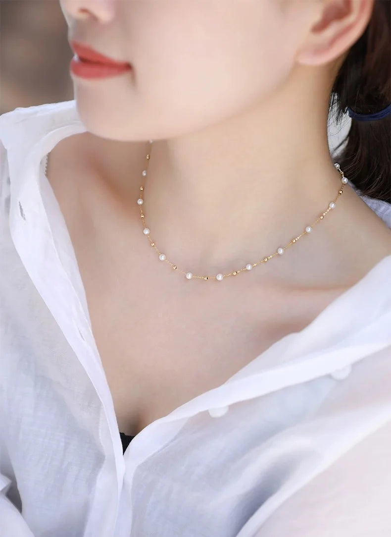 Natural  Freshwater Pearl  Real 18K Gold  Necklace Pendant