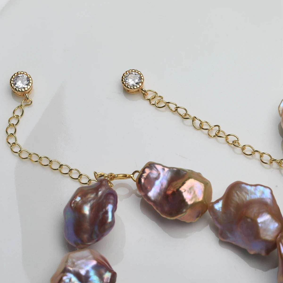 Freshwater Alien Pearl Bracelet Natural Colors Colorful Metal Light Irregular Baroque Bracelet with Zircon Strange Jewelry