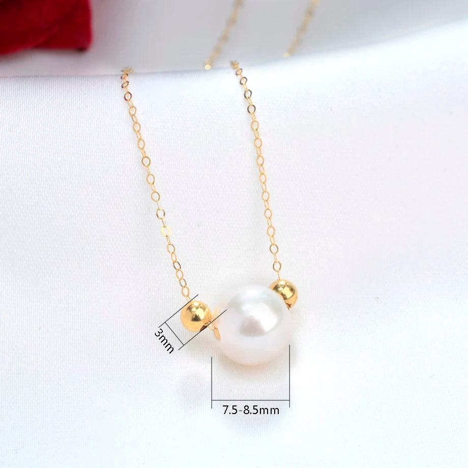 Natural Freshwater Pearl And Gold Ball Pendant Necklace