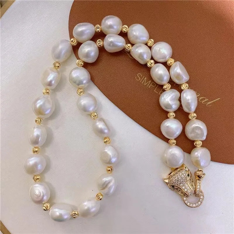 Natural Freshwater 10-11mm Baroque Pearl Choker Necklace BraceletJewelry Set
