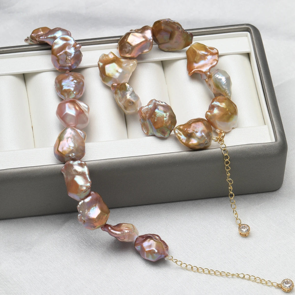 Freshwater Alien Pearl Bracelet Natural Colors Colorful Metal Light Irregular Baroque Bracelet with Zircon Strange Jewelry