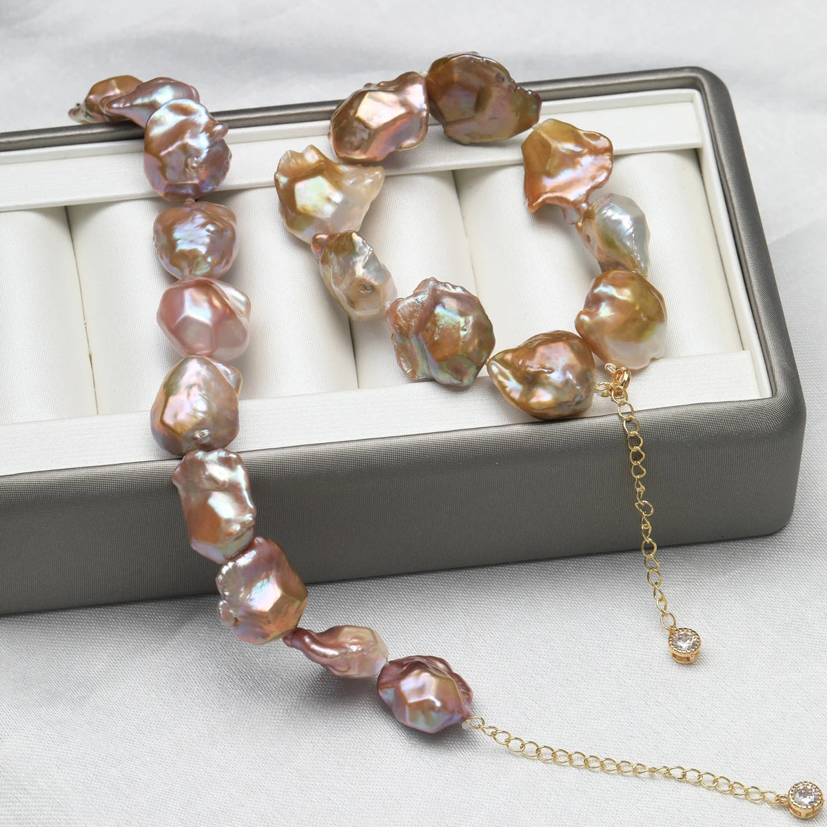 Freshwater Alien Pearl Bracelet Natural Colors Colorful Metal Light Irregular Baroque Bracelet with Zircon Strange Jewelry