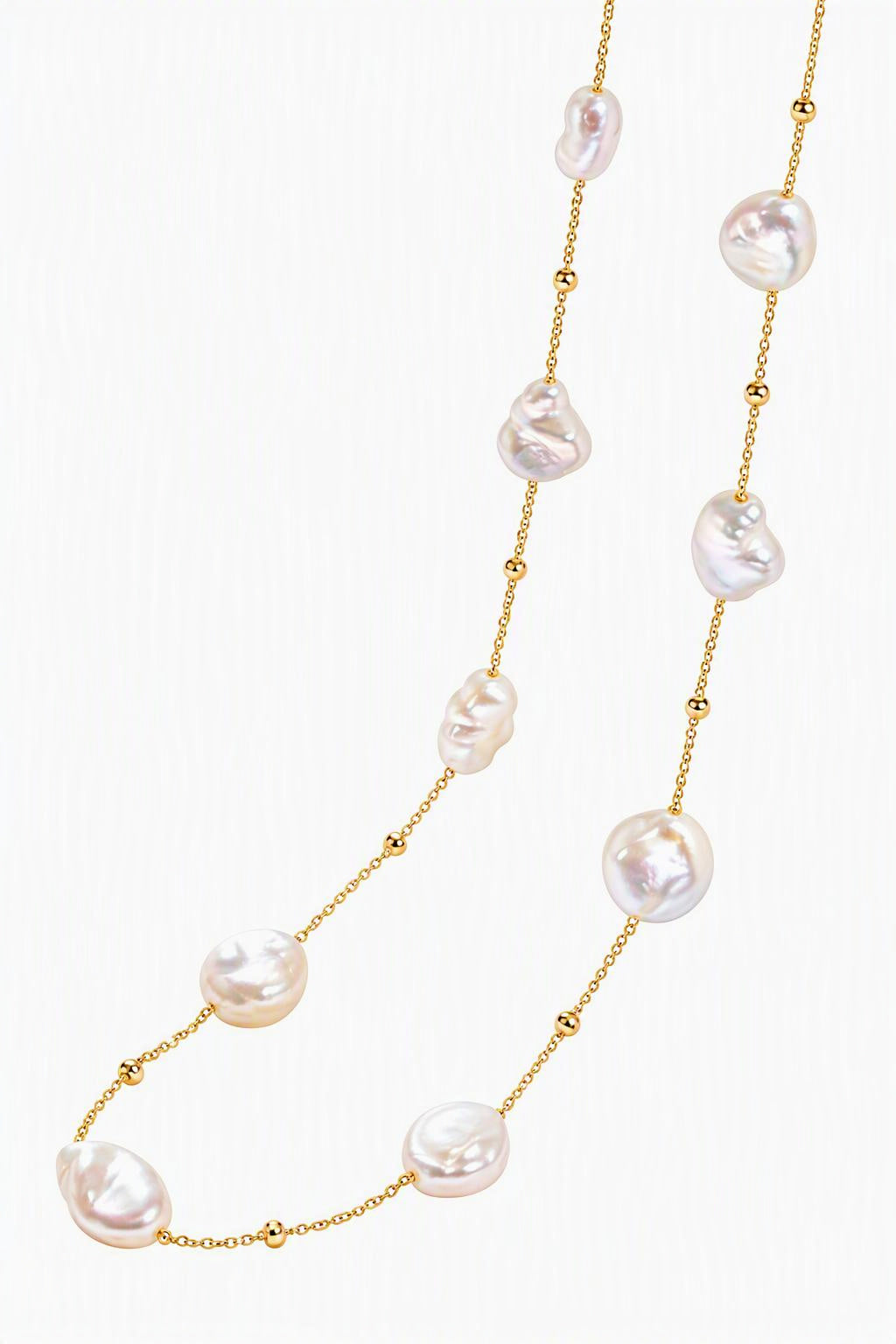 18K Gold Necklace Pendnat Baroque Natural Freshwater Pearl Pure AU750 Chain