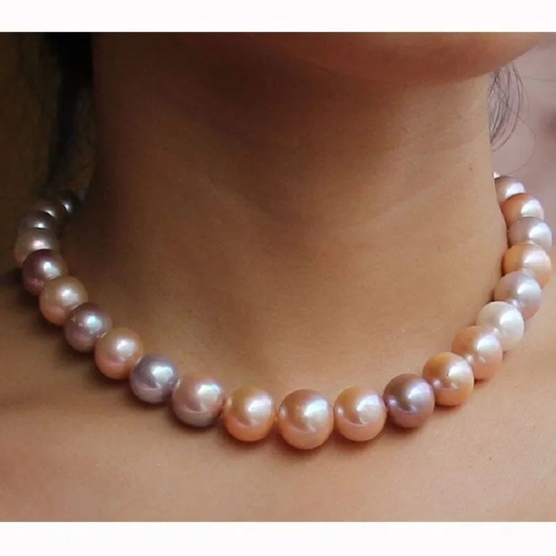 AAA Japanese Akoya 9-10 mm Lavender Purple Pink Pearl Necklace 14K Yellow Gold Clasp Same Style Bracelet 7.5-8 in