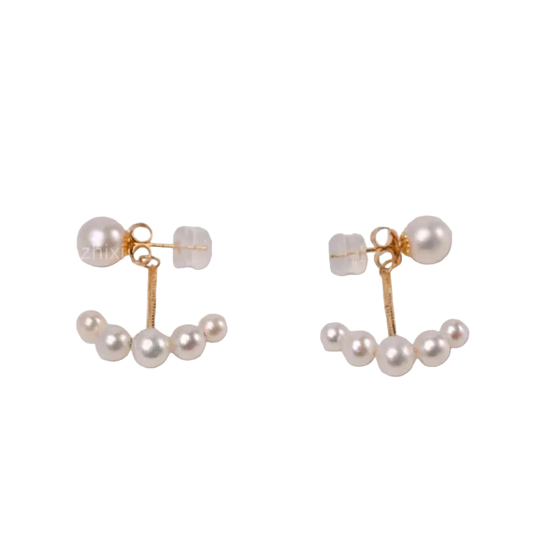 White round  Freshwater pearl 18K yellow Gold Earrings