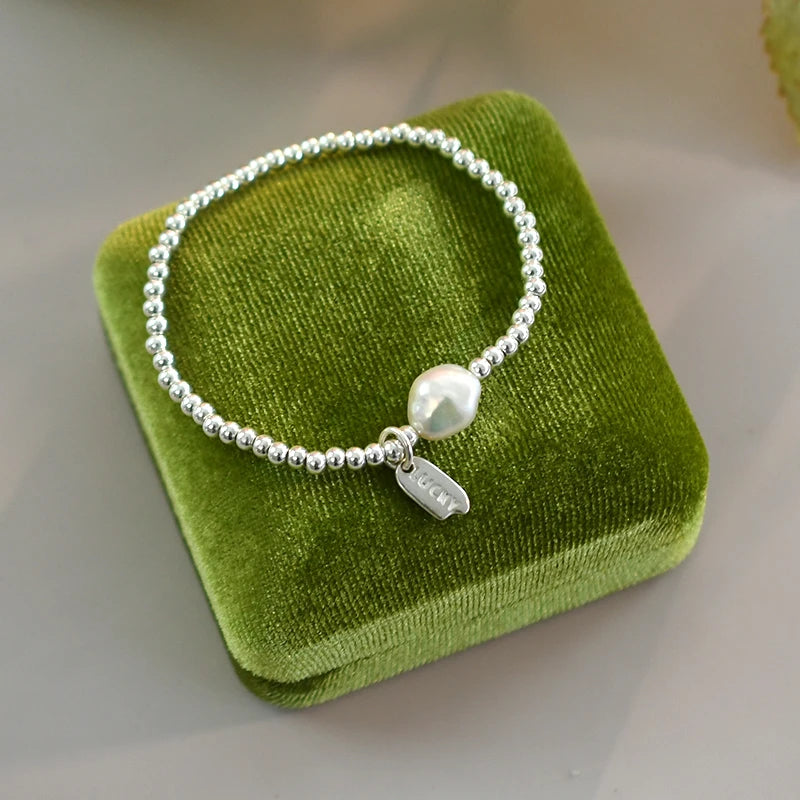 ASHIQI 100% Natural Baroque Pearl 925 Sterling Silver Bracelet Fashion Jewelry for Women