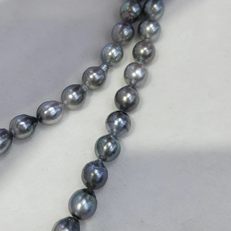 9-10mm Natural Tahitian Baroque Pearl  with Sterling Silver Necklace