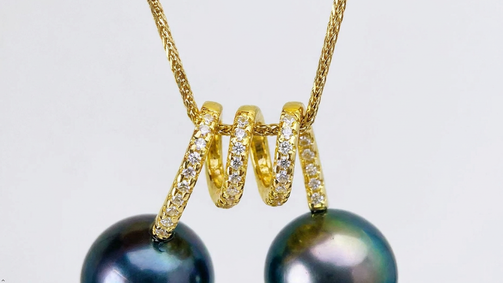 Natural 8-9mm Black Double Pearl Simple Necklace Pendant