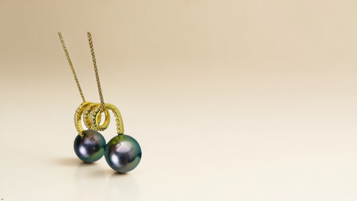 Natural 8-9mm Black Double Pearl Simple Necklace Pendant