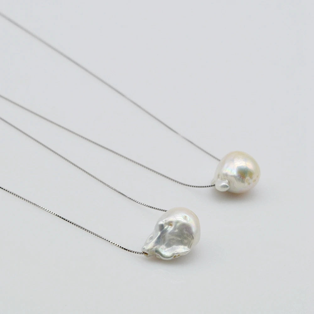925 Sterling Silver White Natural Large Grain Pure Baroque Pearl Pearl Pendant